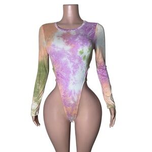 Multicolor Tie-Dye Long Sleeve Bodysuit